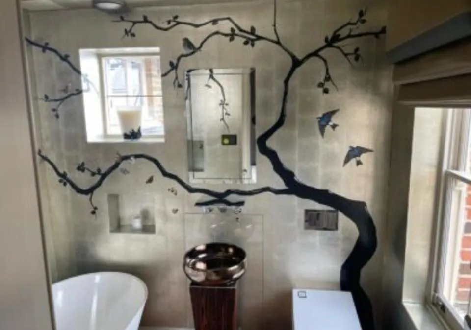 Black Tree Branch Bathroom Mural