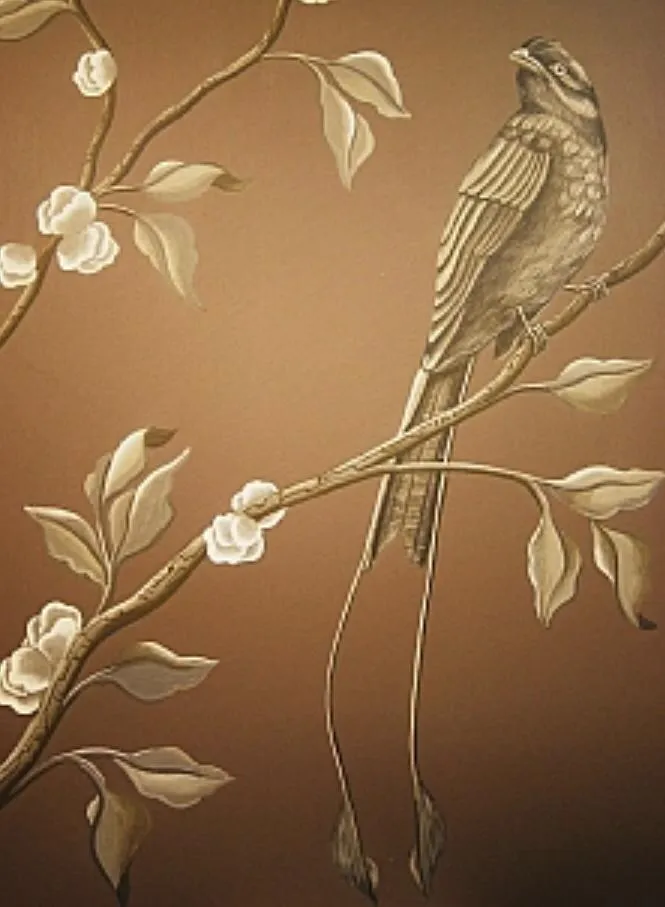 Gilded Bird & Blossom Panel
