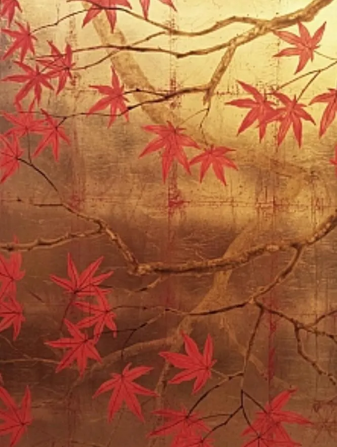 Gilded Red Maple Leaf Panel