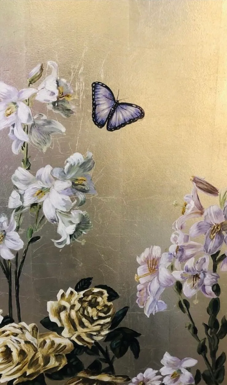 Gold Leaf Floral Panel