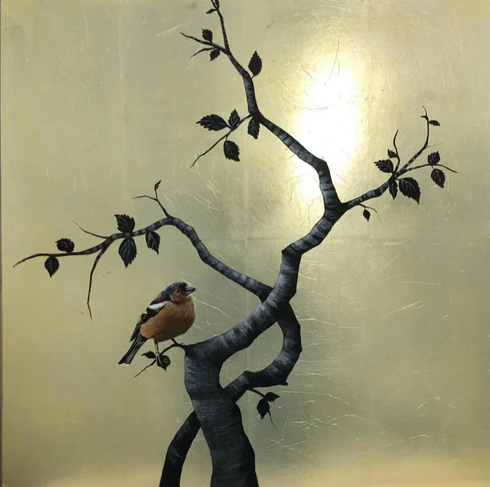 Silver Leaf Chinoiserie Panel